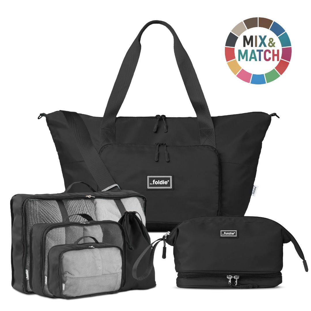 The Foldie® Travel Bag, Packing Cubes & Toiletry Set